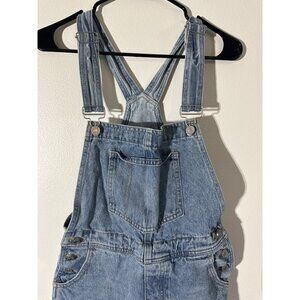 Vintage Light Blue Distressed Denim Overalls Small Adjustable Straps